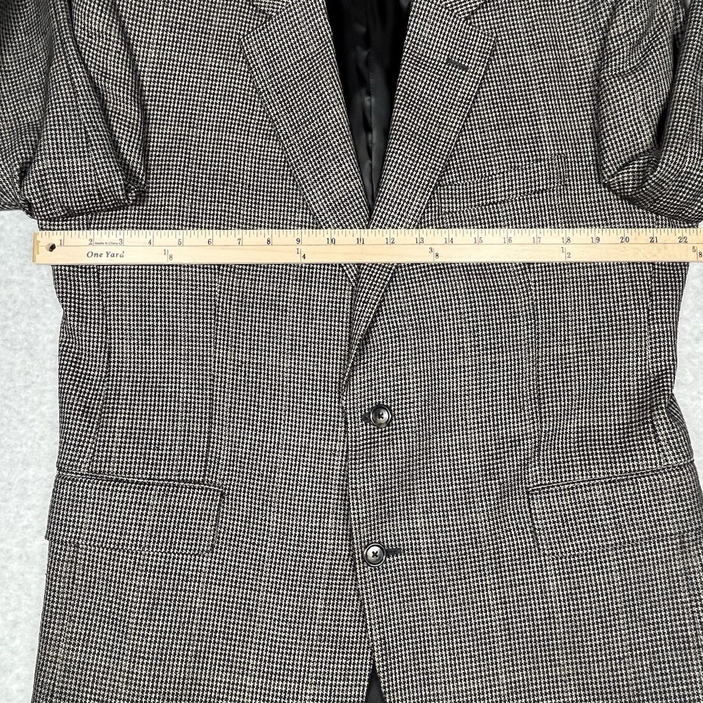Jos A Bank Men's 44R‎ Blazer Sport Coat Black Gray Houndstooth Check Silk Wool - Picture 10 of 13